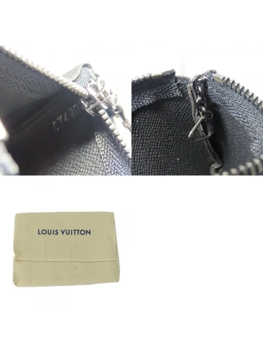 Louis Vuitton Coin Case Pochette Cles Monogram Eclipse Gray Black Silver